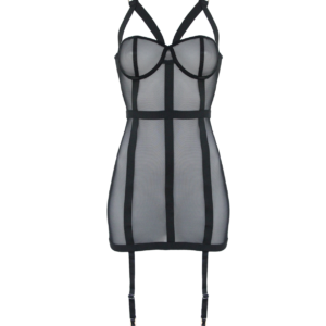 Black mesh lingerie dress with suspender