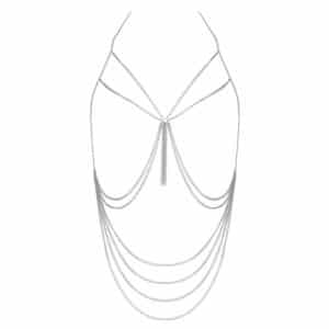 Silver chain body harness with tassel