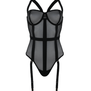 Black mesh lingerie teddy one piece