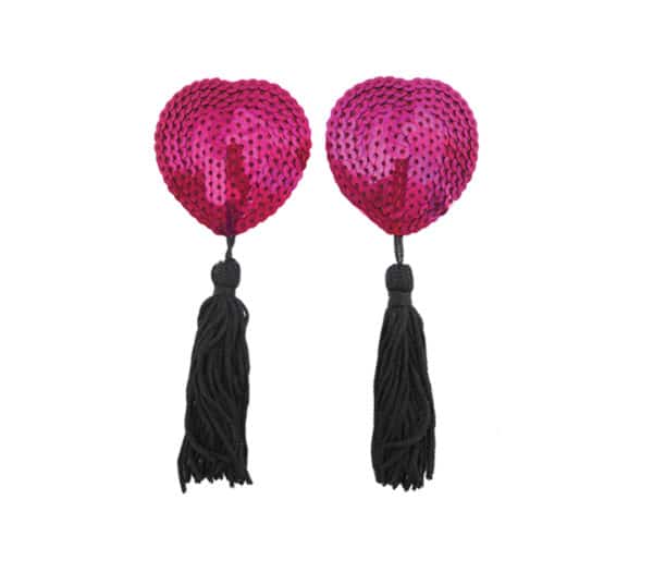 Rainbow Sequin Nipple Pasties with Black Tassels