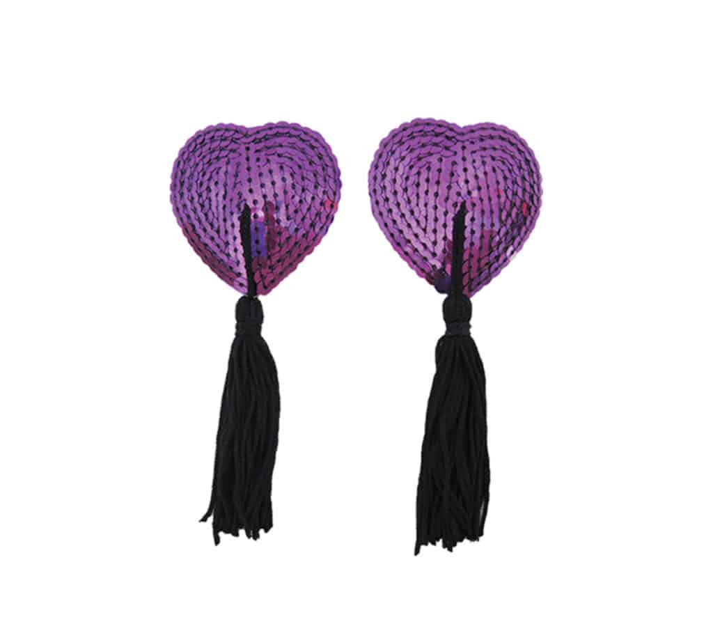 Rainbow Sequin Nipple Pasties with Black Tassels main image 1